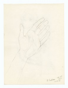Pencil on paper, 12 x 9 inches, signed B. Sullivan My Left Hand 10-19-01